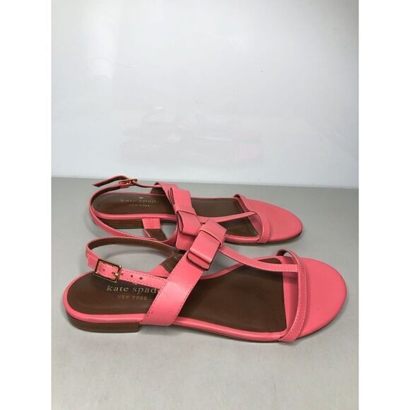 Kate Spade Hot Pink Leather Bow Open Toe Strap Sandals Women Sz 6.5MUS/37EU - Picture 3 of 16